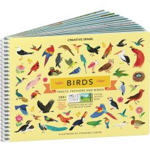 Bird Stickers + Coloring Book for Kids by Cupkin: Innovative Side by Side Bird Sticker Book - Spiral Binding Allows The Birds Sticker Books