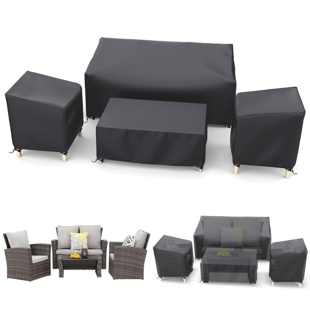 STARTWO Outdoor Furniture Cover Waterproof Patio Furniture Covers 4 Piece Set Heavy Duty 500D Patio Furniture Set Cover for Chairs Couch