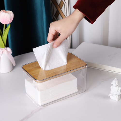 Acrylic Tissue Box  Acrylic Dryer Sheet Holder for Laundry Room  Table Clear Dryer Sheet Dispenser Rectangular 2