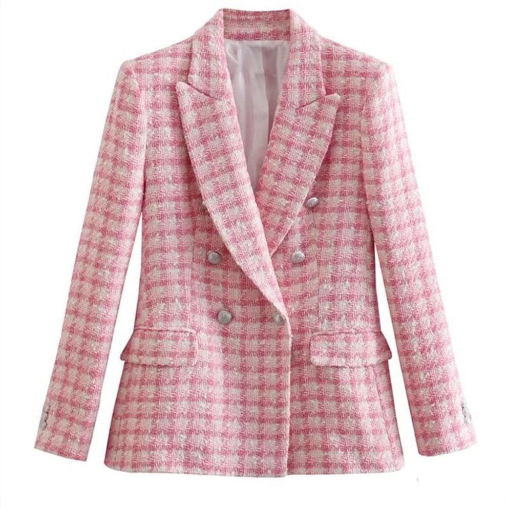 (Large) "2022 Summer Woolen Houndstooth Slim Suit Jacket for Women
