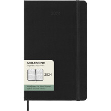 Moleskine 2024 Vertikaler Wochenplaner 12M gro , schwarzer Hardcover