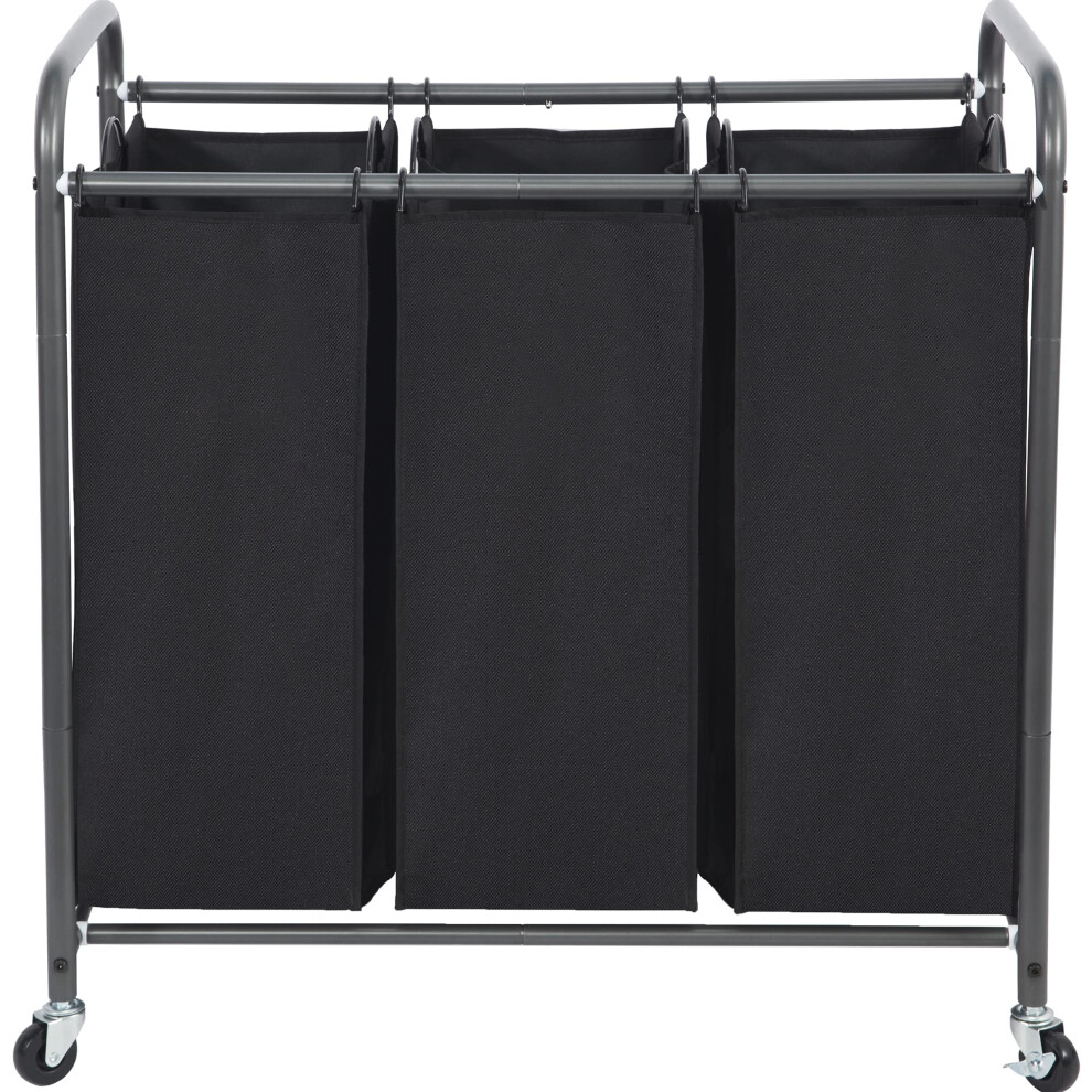 STO STO Trieur de linge 3 sections 3 sacs Panier     linge roulant Panier     linge avec roues verrouillables robustes et B amovible