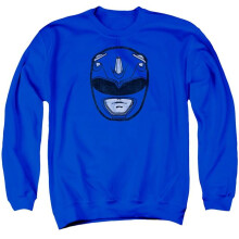 Trevco Sportswear PWR186-AS-1 Power Rangers Blue Ranger Mask Adult Crewneck Sweatshirt, Royal - Small