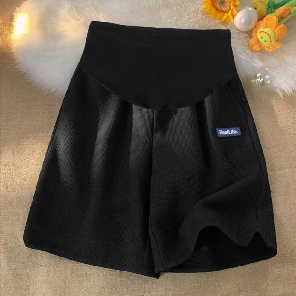 (black, Extra Large) "waffle Maternity Women's Summer Casual Loose Breathable Mid-length Shorts