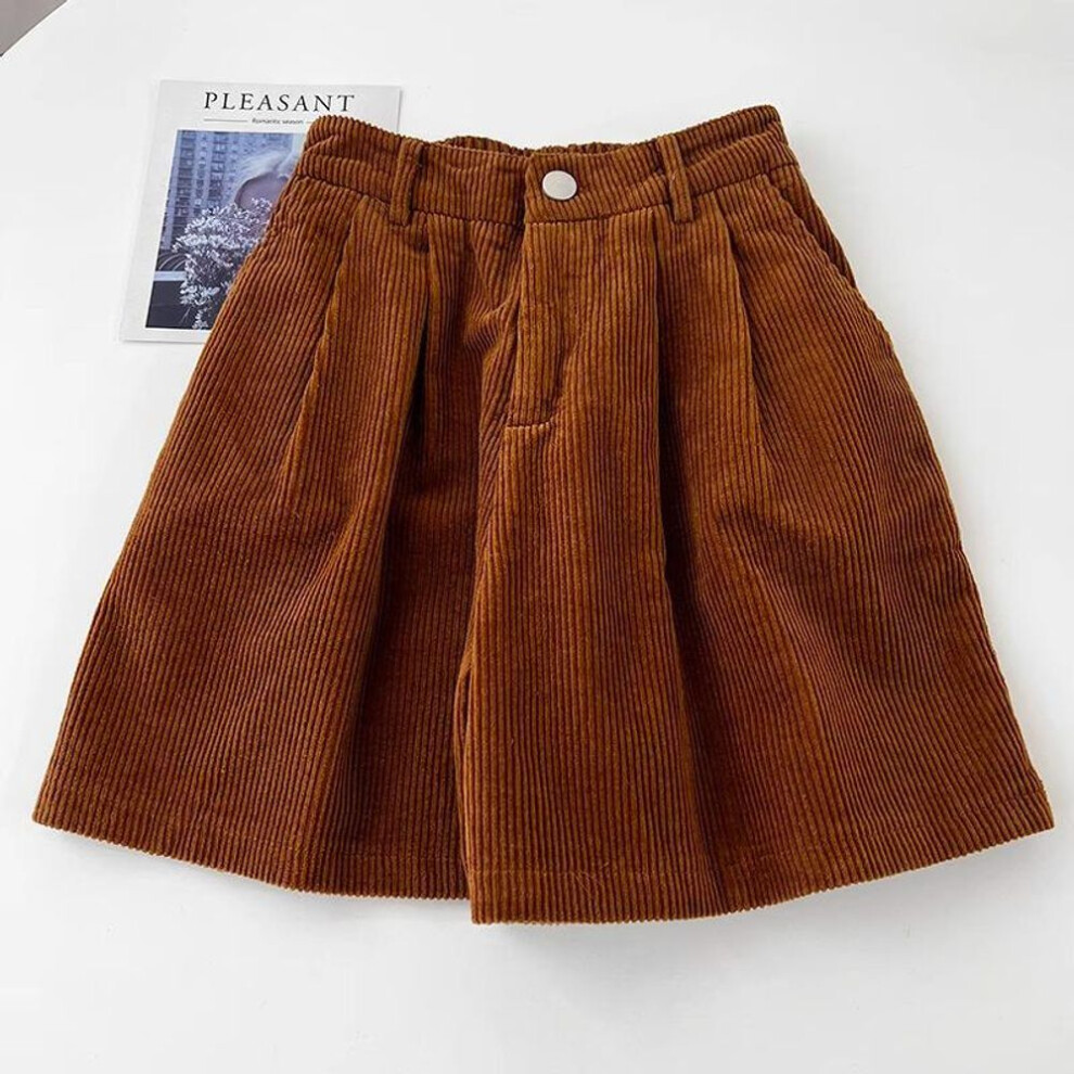 (coffee, 2XL) High-Waisted Retro Corduroy A-Line Shorts for Women - 2023 Autumn/Winter Collection