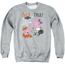 Trevco Sportswear HBRO1461-AS-5 Peppa Pig George Ghost Adult Crewneck Sweatshirt, Athletic Heather - 2X