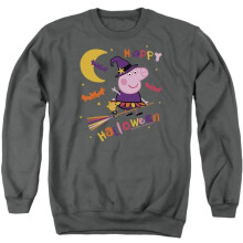 Trevco Sportswear HBRO1462-AS-3 Peppa Pig Happy Halloween Adult Crewneck Sweatshirt, Charcoal - Large