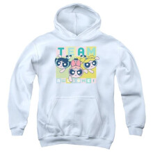 Trevco Sportswear CN708-YFTH-4 Powerpuff Girls Awesome Block Youth Hooded Sweatshirt, White - Extra Large