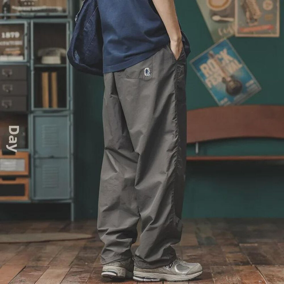 (gray, XL) Men's Retro Japanese Quick-Dry Wide-Leg Overalls - Autumn Outdoor Casual Pants