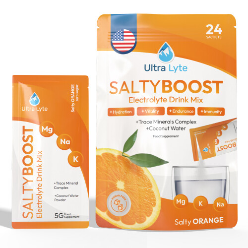 Ultra Lyte SaltyBoost Orange 24 Sachets - Electrolyte Hydration
