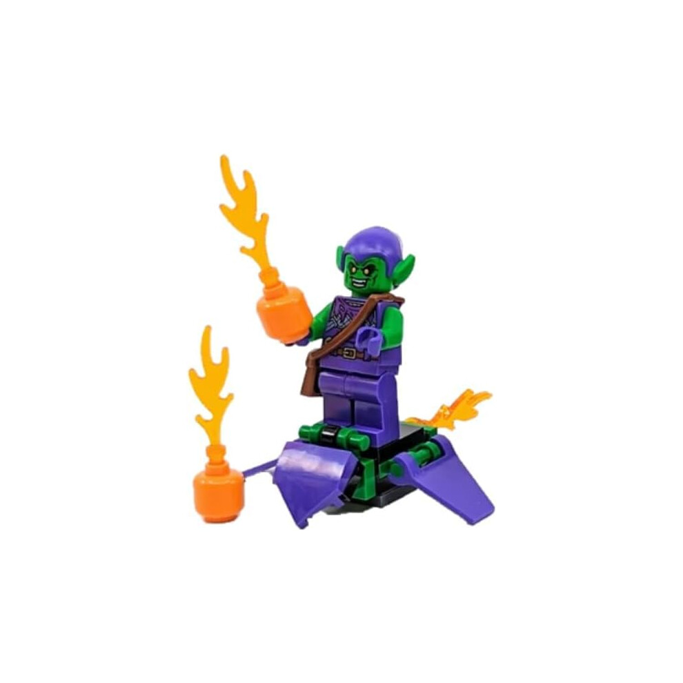 Lego Marvel Superheroes: Goblin Minifigure With Glider And Pumpk Green