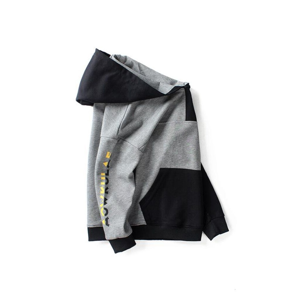 (black, 120 cm) "spring Korean-style Kids' Hooded Long-sleeve Contrast Sweatshirt, Perfect For Big Boys - Clearance