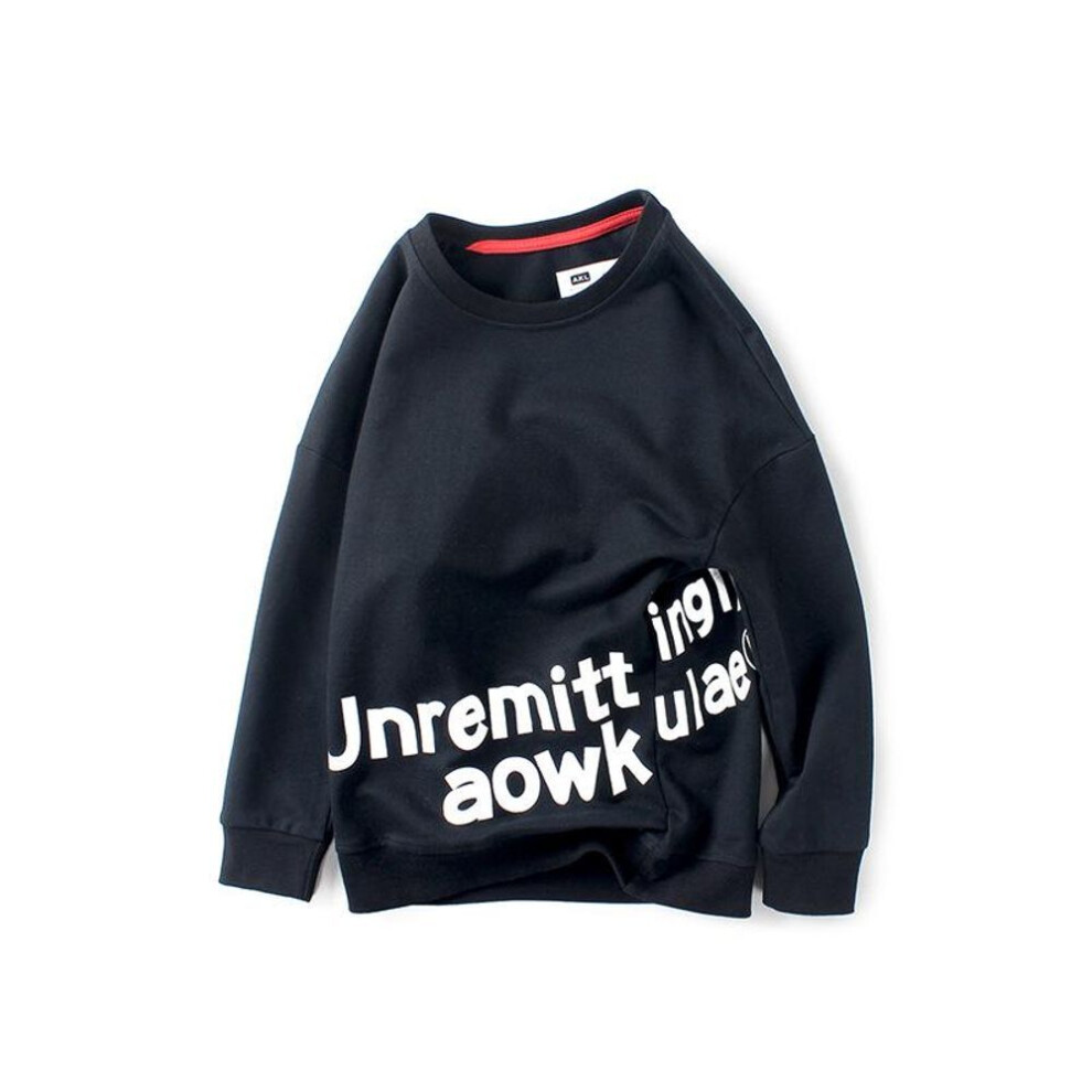 (black, 150 cm) European Kids' Spring Korean-style Sweater - Long Sleeve English Print Top For Boys