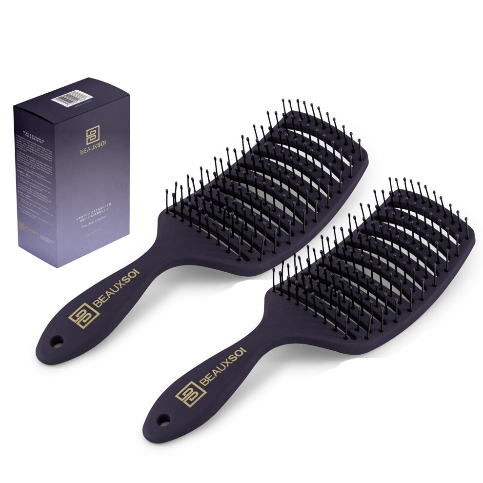 Beauxsoi Purple Vented Brush For Blow Drying, Shower & Thick, Coily Or Straight Hair | Detangling Brush With Curved Vents & Wide Frame Empowered