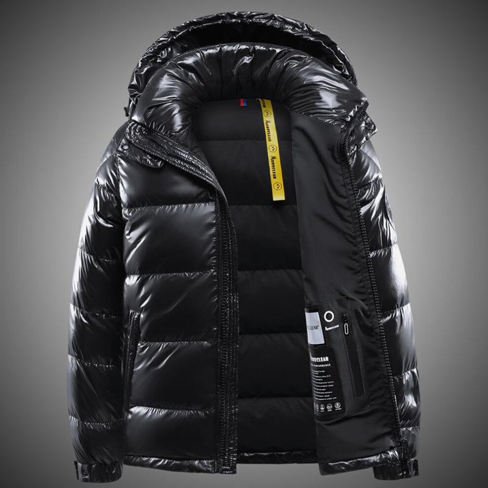 (black, 2XL) Men's Gray Duck Down Hooded Jacket - Warm, Stylish, and Perfect for Autumn and Winter