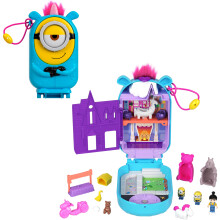 Polly Pocket Playset 1 Doll 2 Minions and Fluffy The Unicorn Toy Minions Compact with 9 Accessories
