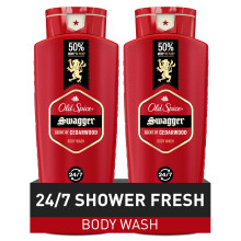 Old Spice Body Wash for Men 24/7 Shower Fresh with Lasting Scent Red Collection Swagger with Cedarwood Scent 24 fl oz (Pack of 2)
