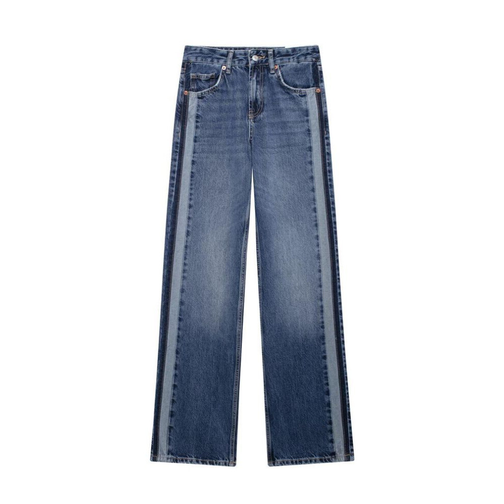 (blue, M) "za Women's European & American Style Wide-leg Jeans - Fashion Design Drape Pants