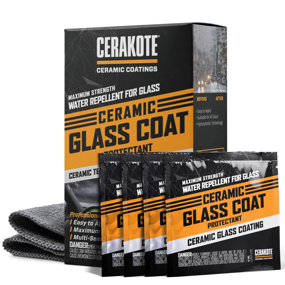 Cerakote Ceramic Glass Coat Protectant - Hydrophobic Automotive Rain Repellant Long-Lasting And Durable Ceramic Coating Quick And Easy Application 850014615277