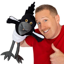 Steve en Maggie knuffel Zacht ekster knuffel Vogel handpop Vogelpop Educatief vogelspeelgoed Zintuiglijk speelgoed Dierenpop voor kinderen (groot)