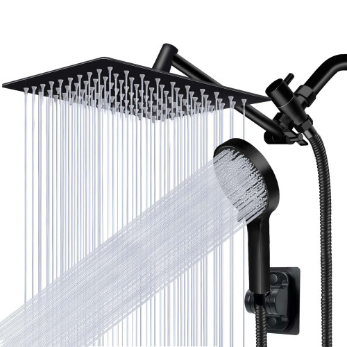Cabeça de chuveiro de alta pressão Yurnomy de 8 polegadas com spray manual e braço de extensão ajustável