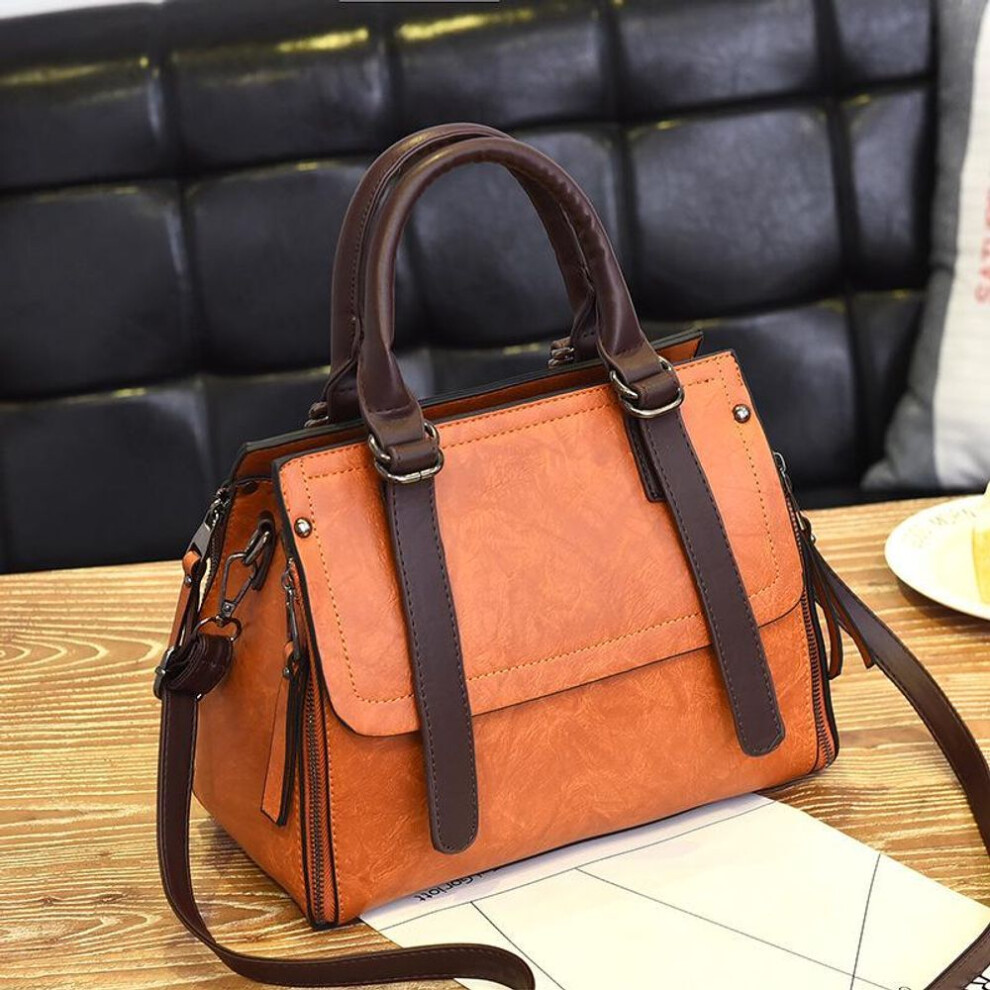 (brown,yellow) "large Capacity Women's 2021 Korean Style Shoulder Messenger Handbag