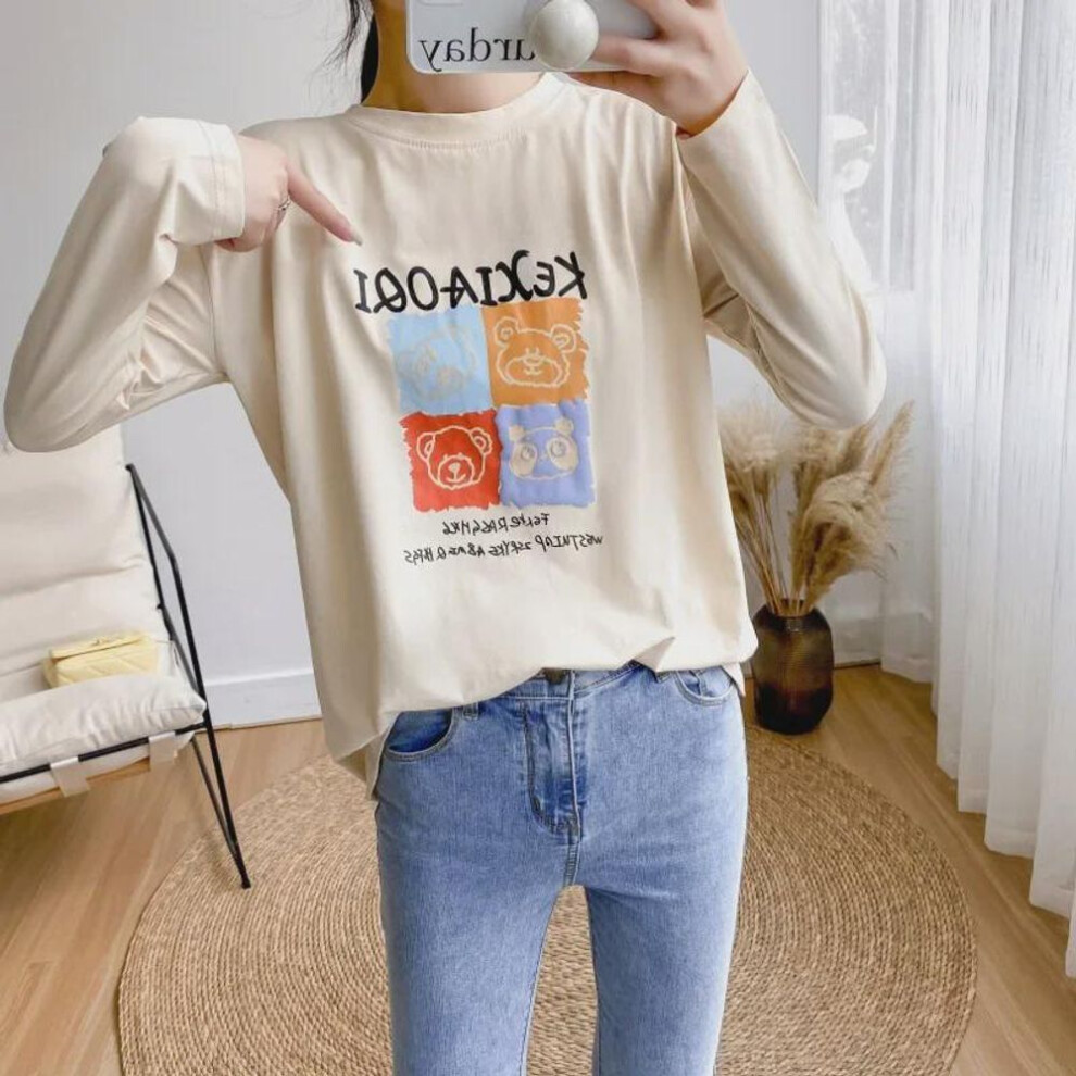 (off-white, Extra Large) "maternity Nursing Long-sleeve T-shirt With Side Opening For Postpartum Breastfeeding - Casual Autumn Wear