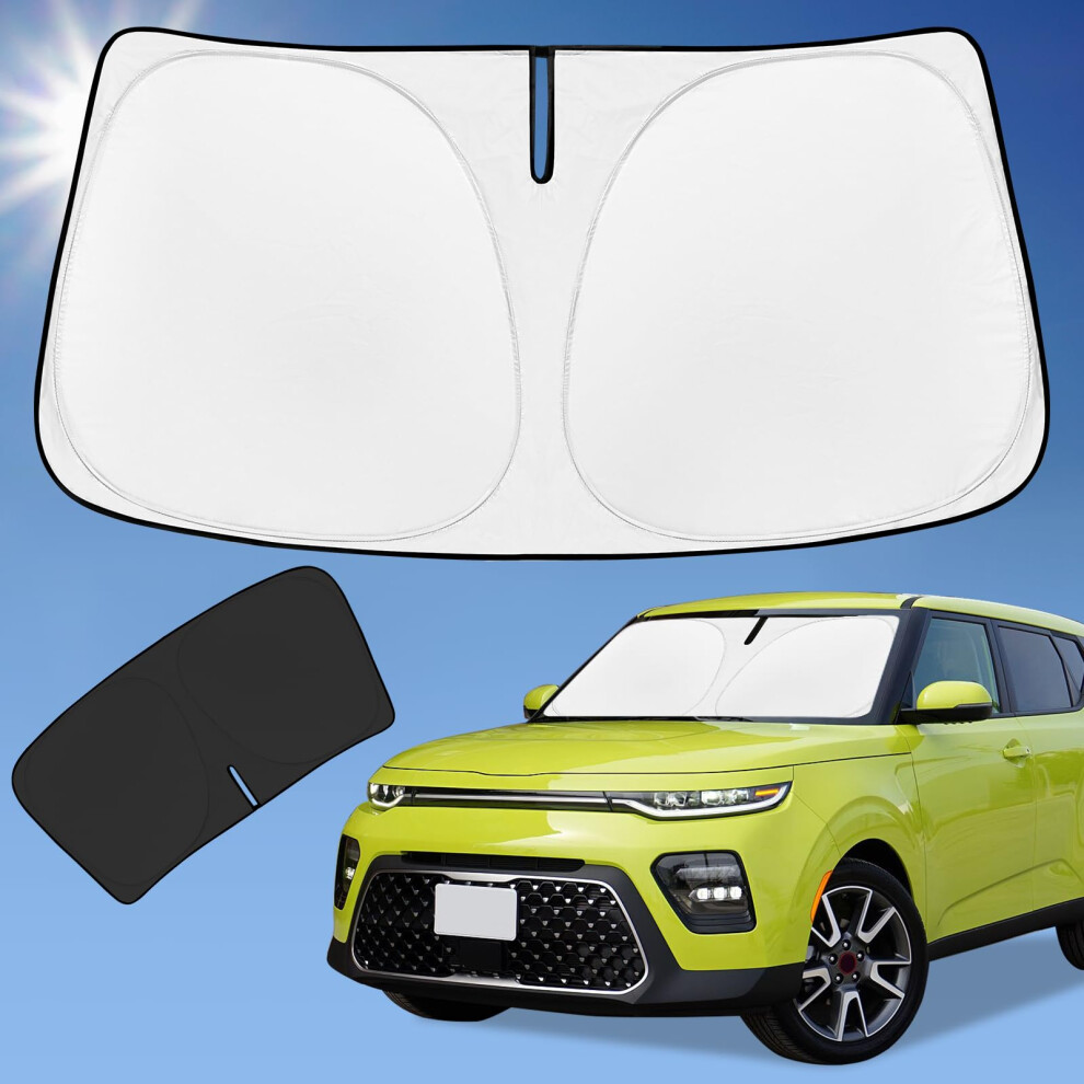 Sun Shade Sunshade For 2025 Kia Soul Windshield Cover 4-Layer Front Window Shade Custom Fit Soul 2010-2024 2025 Sun Visor 240T Retractable Shield Sha 768531720209