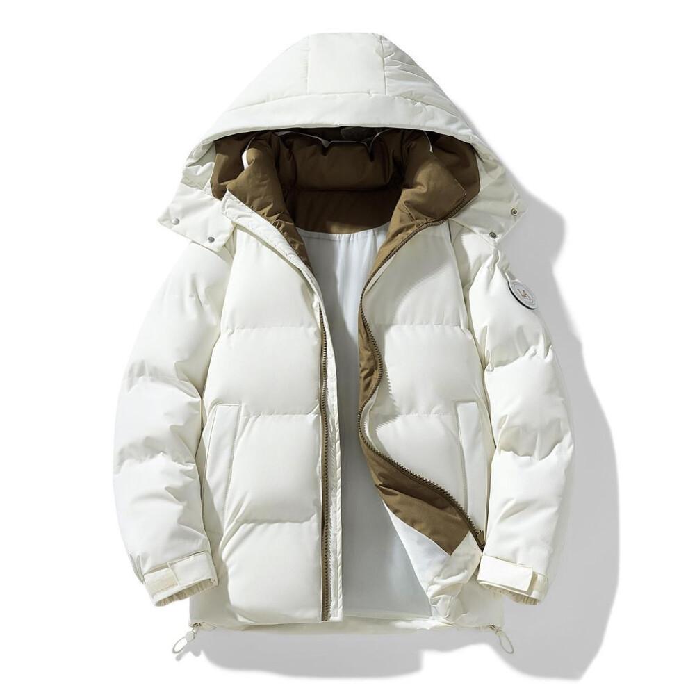 (off-white, 2XL) "2024 Winter Couple's Hooded Cotton Jacket: Warm, Fashionable & Cold-Proof for Men & Women