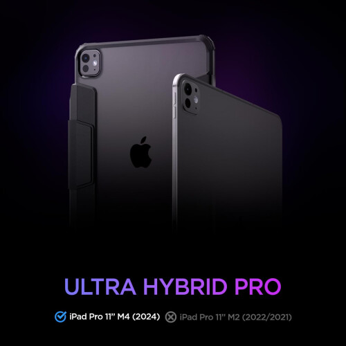 Spigen Spigen Ultra Hybrid Pro projetado para iPad Pro 11 polegadas Caso M4 (2024) com traseiro transparente e porta -l   pis - preto 1