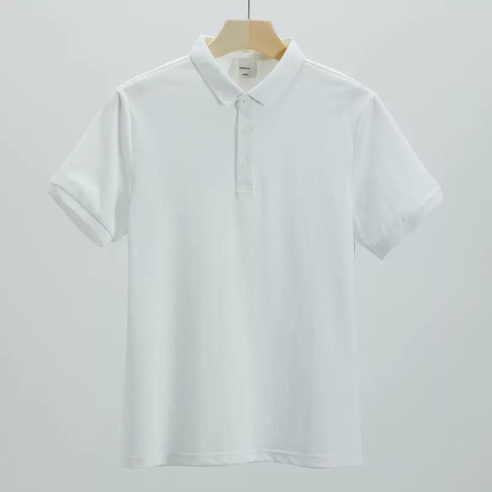 (white, 5XL) "Summer Short-Sleeved Men's Lapel Polo Shirt - British Style Slim Fit Casual Tee