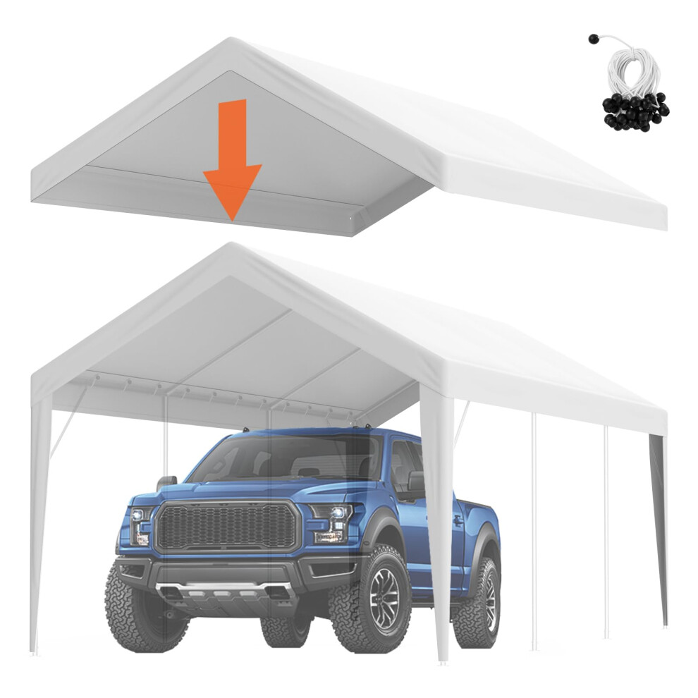 VEVOR Carport Replacement Canopy Cover 10 x 20 ft  Garage Top Tent Shelter Tarp HeavyDuty Waterproof  UV Protected  Easy Insta