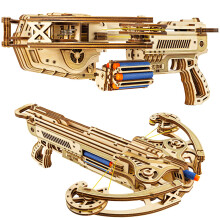 Wood Trick Bullet Boltcaster Armbrust 3D-Holzpuzzles fr Erwachsene und Kinder zum Bauen  Schiet bis zu 32 Fu  Holzmodelle, Ingenieurskunst, DIY-