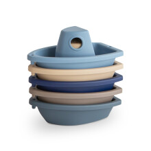 mushie Stackable Bath Boats Toy Ocean | Floating Bathtub Toys for Baby & Toddler Set of 5 | Made in Denmark