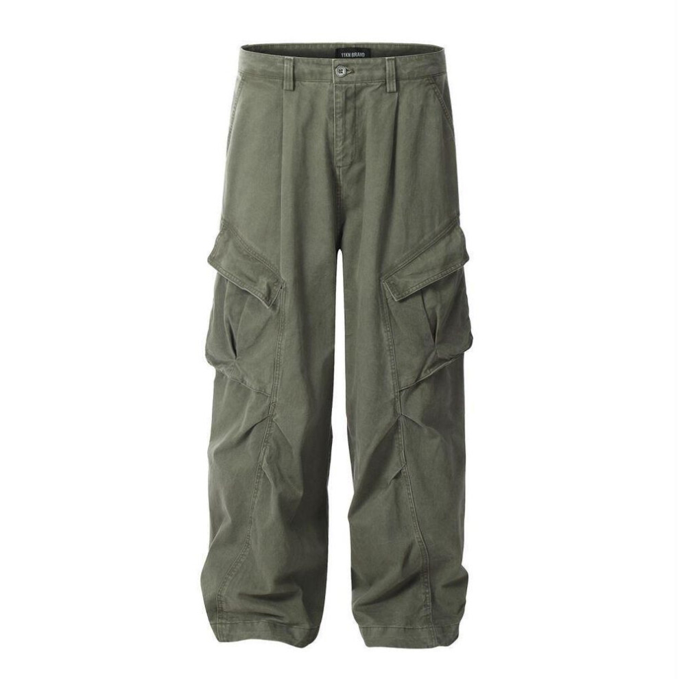(army green, XX-Large) "2024 Men's Retro Deconstructed Wide-leg Overalls - Loose-fit Casual Spring/summer Trend