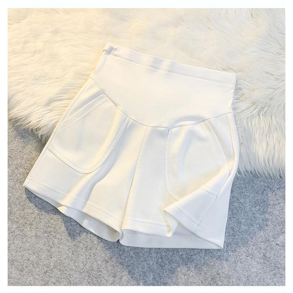 (white, M) "summer Maternity Wide-leg Shorts: Lightweight Casual Wear For Early Pregnancy