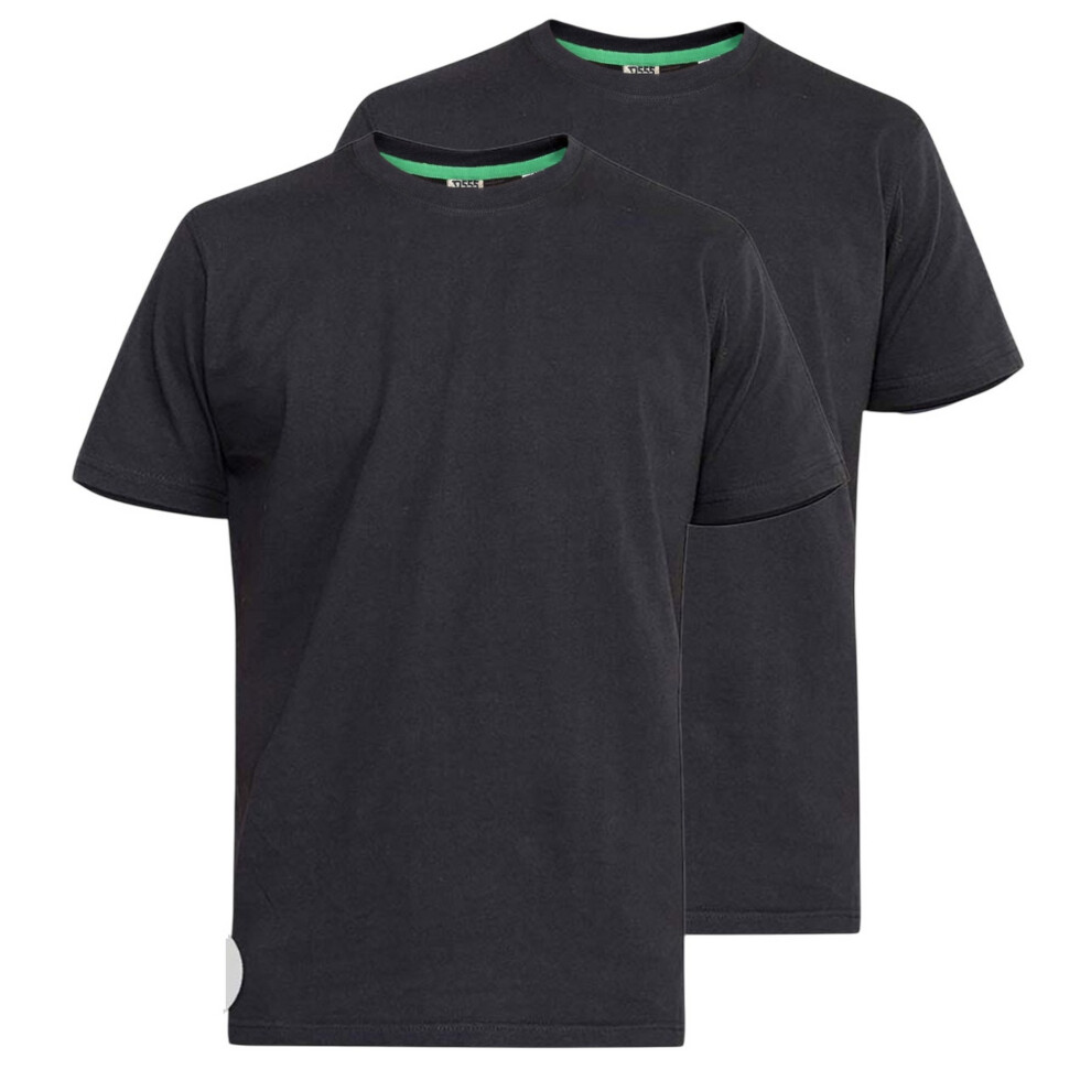 (3XL, Black) D555 Mens Fenton Kingsize Round Neck T-shirts (Pack Of 2)