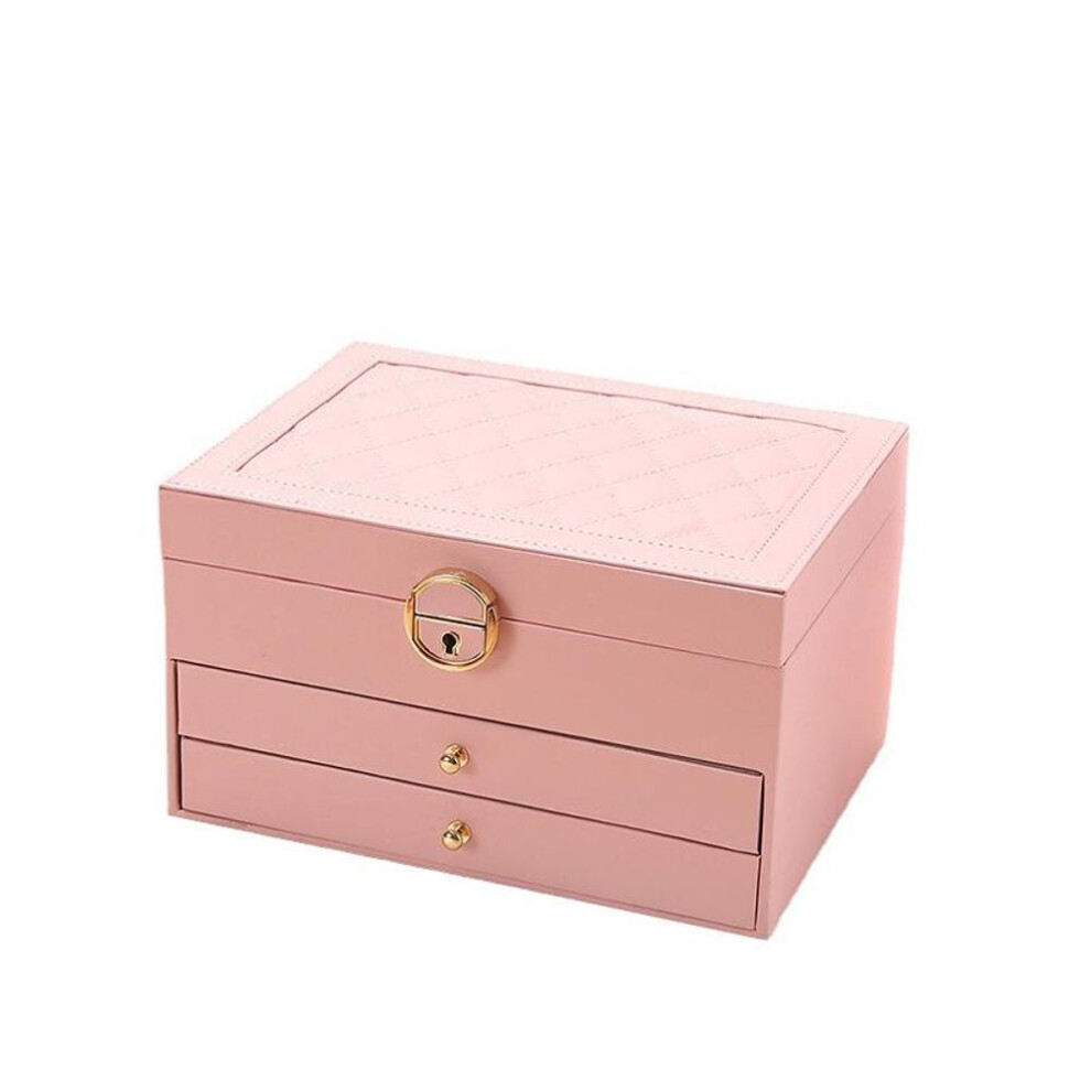 (pink, 23x17x13.5) "multi-layer Jewelry Box For Rings, Earrings, Necklaces, Bracelets, And Hair Accessories
