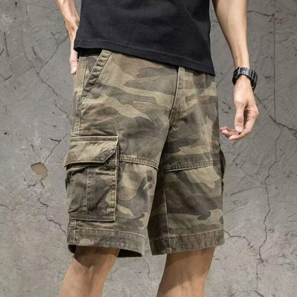 (khaki, L) Men's Japanese Loose-fit Casual Summer Sports Shorts - Fashionable Straight Overalls