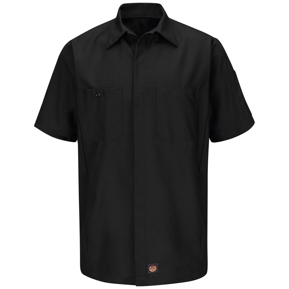 Chemise ras du cou standard Ripstop     manches courtes pour homme Red Kap Noir Small