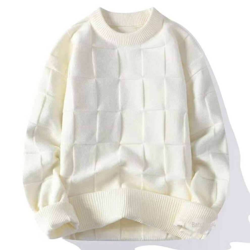 (white, XL) Men's Retro Mohair Green Sweater Jacket - Trendy Autumn Korean Style