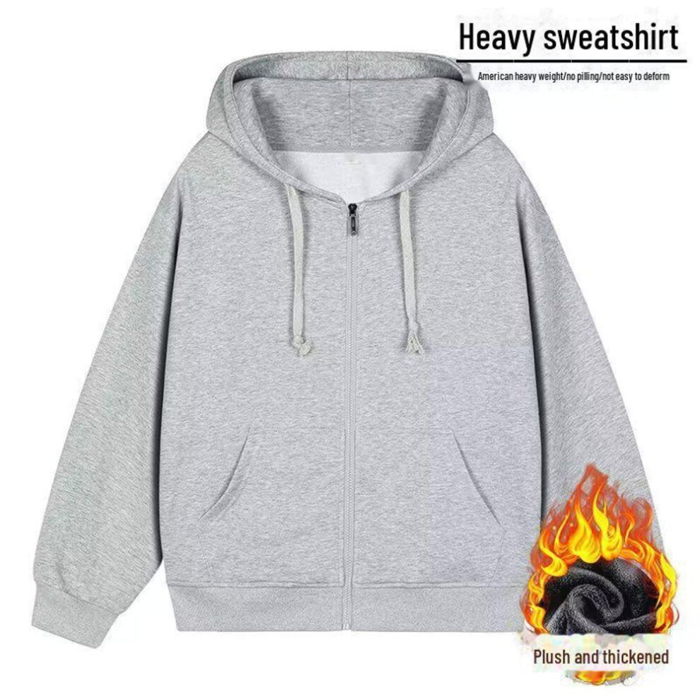 (light gray, XL for 120-135 lbs) Women's Oversized Plush Cotton Sweatshirt with Thick Imitation Lambskin for Autumn and Winter.