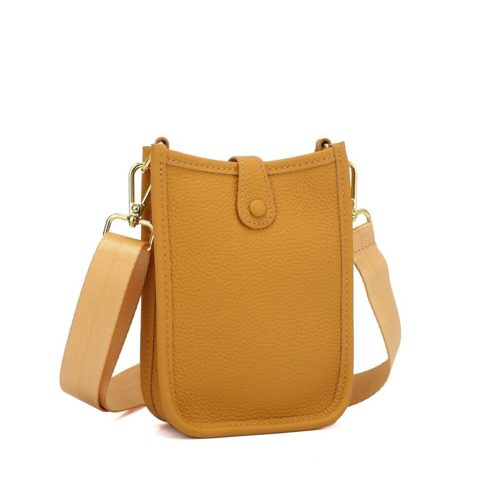 (yellow, 12.5x5x17CM) Genuine Leather Crossbody Vertical Mobile Phone Bag - Fashionable One-shoulder Mini Bucket Bag And Coin Purse