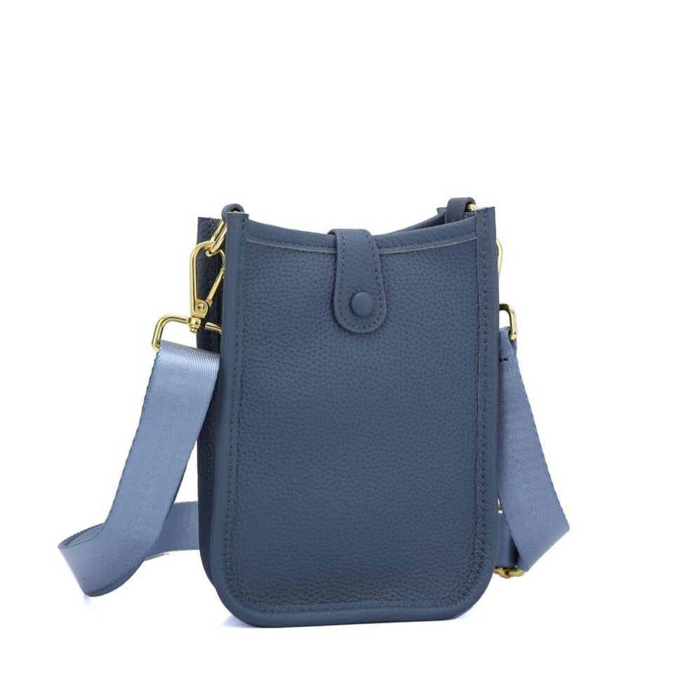 (smoke,blue, 12.5x5x17CM) Genuine Leather Crossbody Vertical Mobile Phone Bag - Fashionable One-shoulder Mini Bucket Bag And Coin Purse