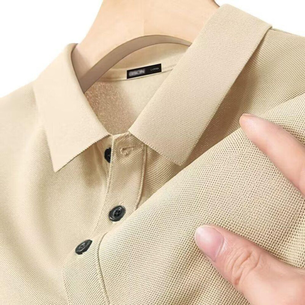 (apricot, L) Men's 2024 Summer Lapel Polo: Short-sleeve Business Casual T-shirt, Versatile For Youth