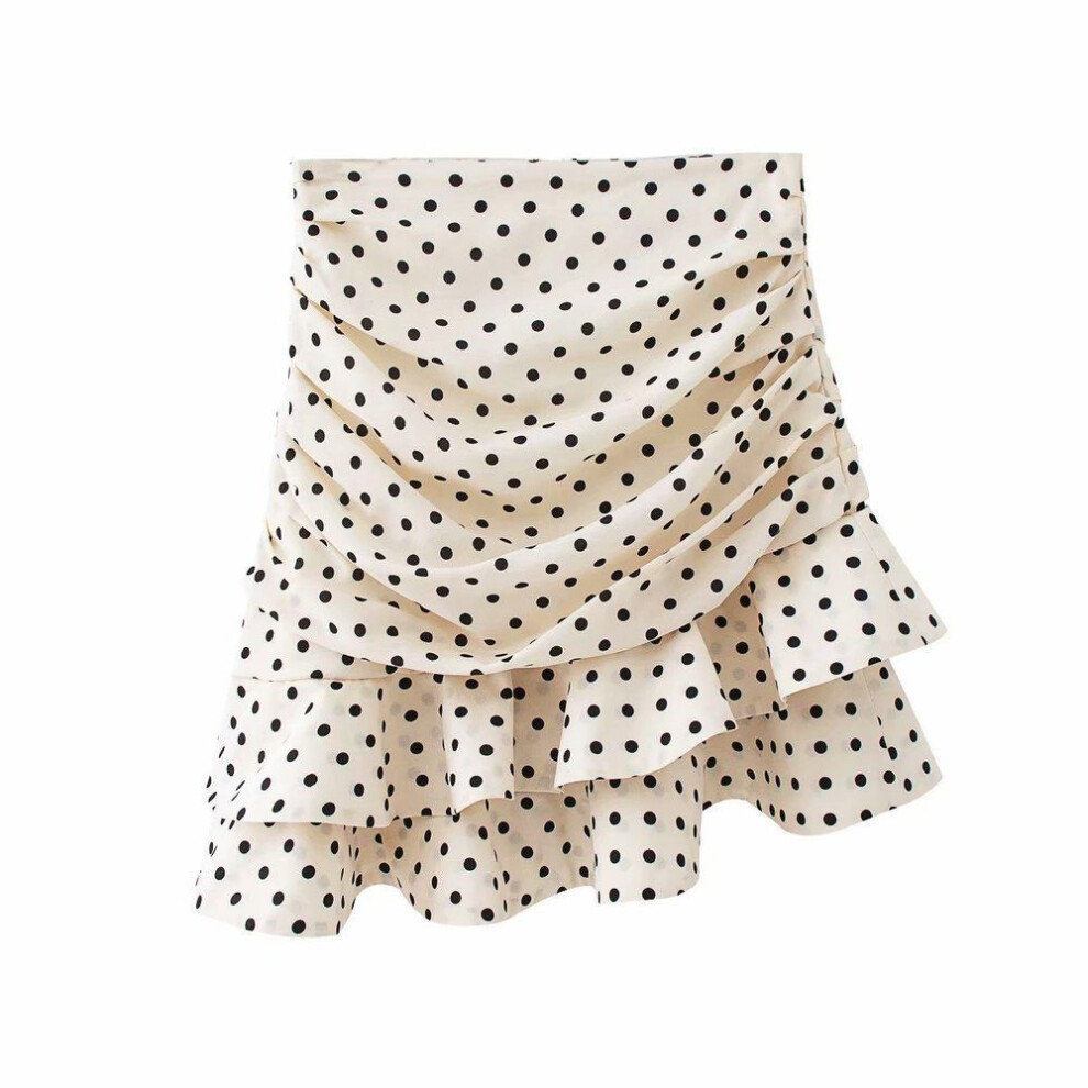 (Large) "2021 Autumn Women's High Waist Irregular Polka Dot Zipper Skirt