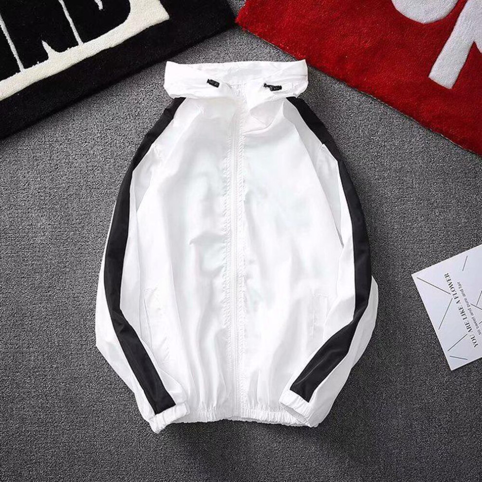 (white, Triple Extra Large) "2019 Men's Korean Style Lightweight Spring/Summer Jacket: Trendy, Casual, Sun-Protective