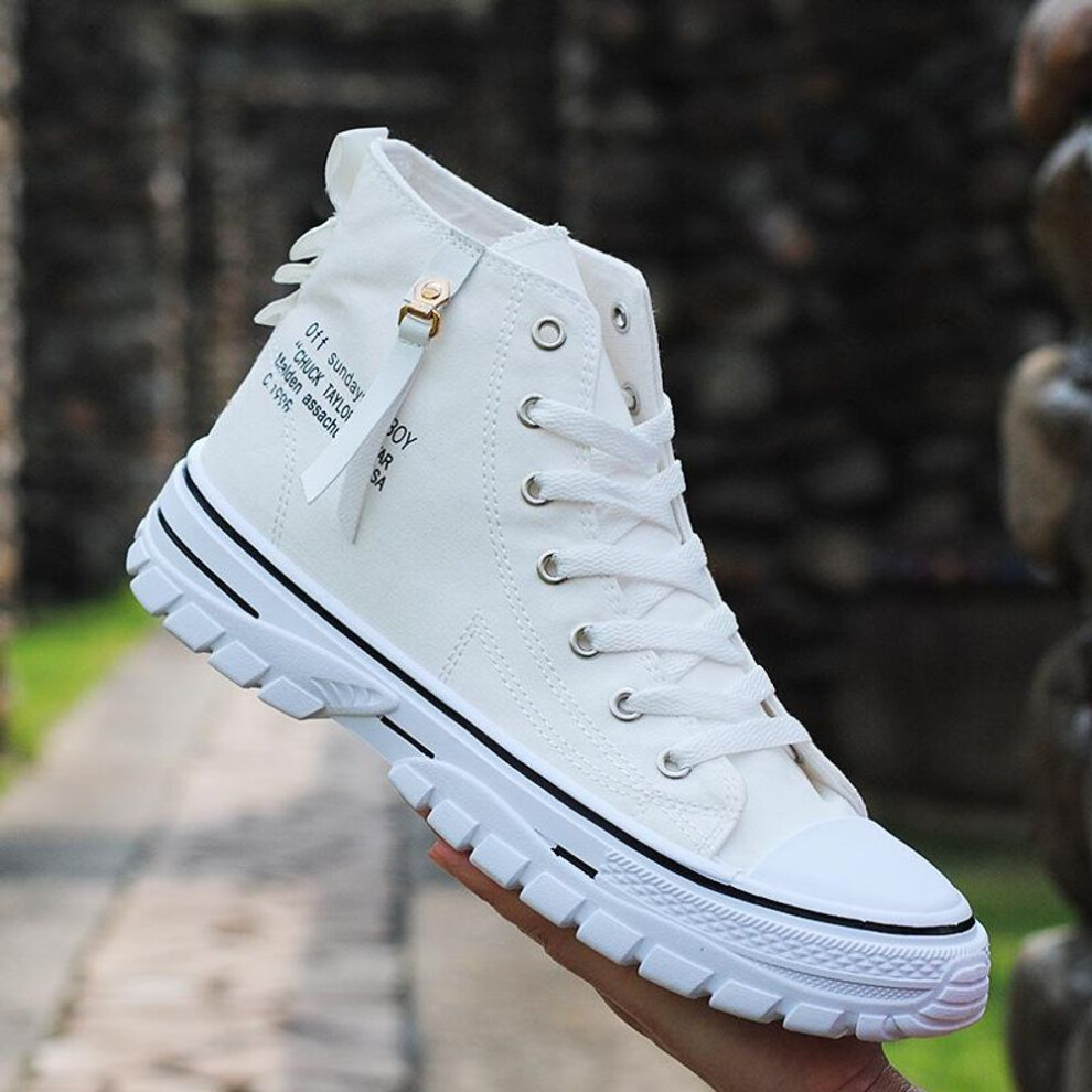 (white, 42) 2024 Men's Casual Canvas Sneakers: Trendy, Breathable, All-match Board Shoes For Spring And Summer.