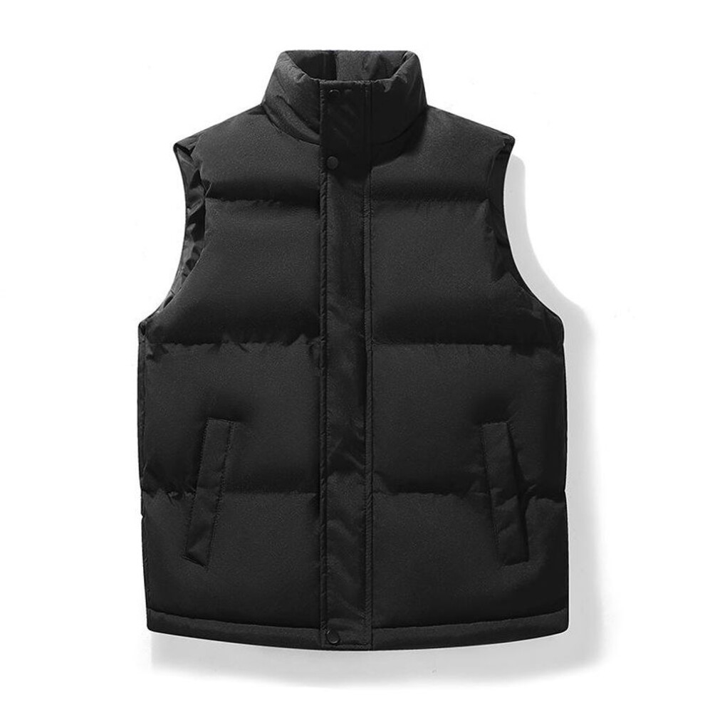 (black, 5XL) Men's Autumn & Winter Thick Down Cotton Vest - Trendy Sleeveless Jacket for Casual Wear