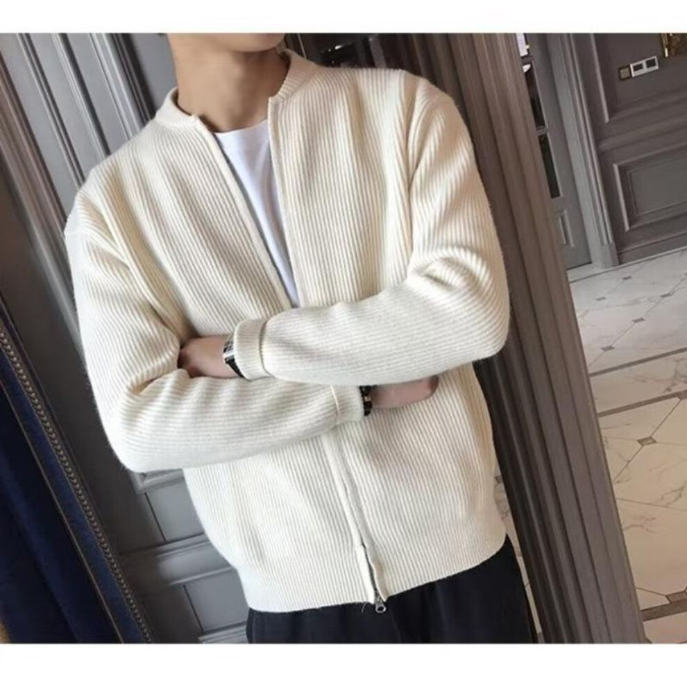 (apricot, 3XL) "2023 Autumn/Winter Men's Stand Collar Knitted Cardigan Sweater